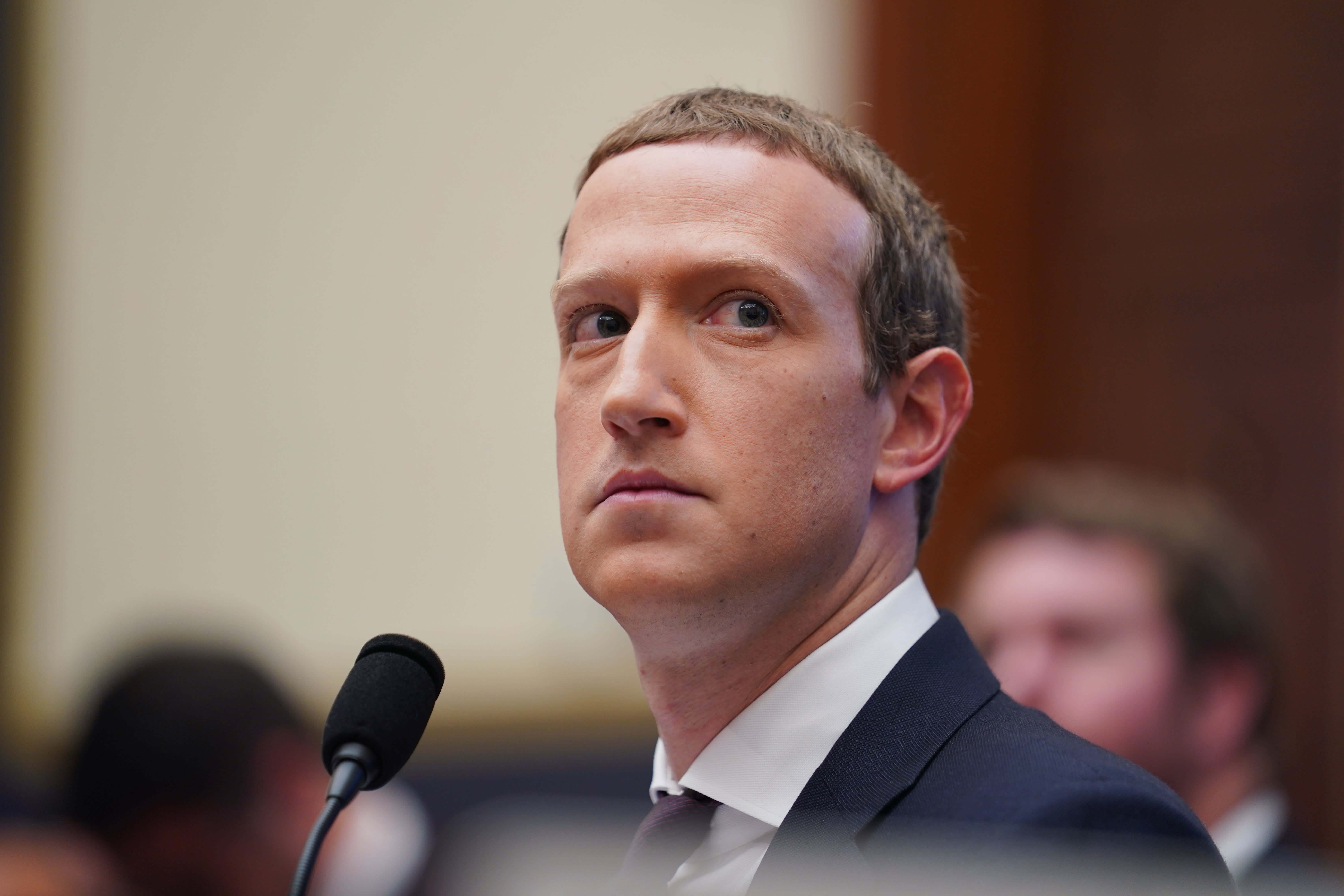 Facebook CEO Mark Zuckerberg testifies before the U.S. House Financial Services Committee during An Examination of Facebook and Its Impact on the Financial Services and Housing Sectors hearing on Capitol Hill in Washington on Oct. 23, 2019.